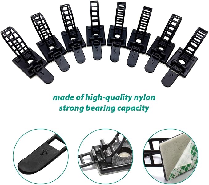 25 Pieces Desk Wire Organizer Cable Ties Zip Ties Adhesive Cord Clips Cable Management Cord Keeper Desk Wire Management | Cord Organization - Image 2