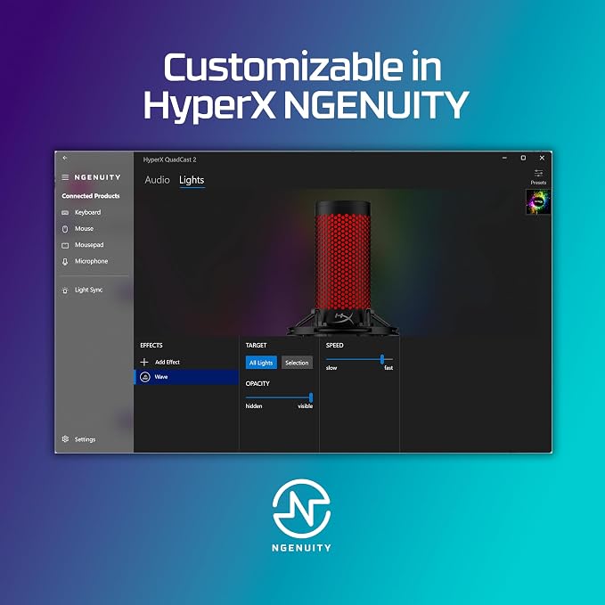 HyperX Quadcast 2 Frost – USB Microphone for Gaming, Streaming and Podcasting, with On-Board Controls, LED Lighting, Removable Shock Mount - Image 3