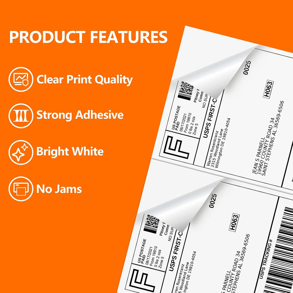 100 Half Sheet Shipping Labels 5-1/2" X 8-1/2" Address Blank Labels Laser/Ink Jet - Image 6