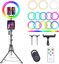 13" Selfie Ring Light with 76" Tripod Stand & 3 Phone Holder, LED Camera Ringlight with 48 RGB Colors Modes & Musical Rhythm Mode and 12 Brightness Dimmable for Makeup/Photography/Videos/Vlog/TikTok by Herrfilk