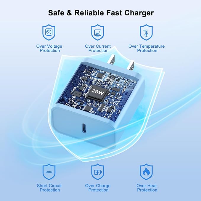 iPhone 17 16 15 Charger Fast Charging 10FT, 20W USB C Charger Block & Cable | 2Pack [Apple MFi Certified] 20W Type C Charger & 10FT Long Type C Charging Cord for iPhone 17/17 Pro/17 Pro Max/16 15 Pro Max - Image 4