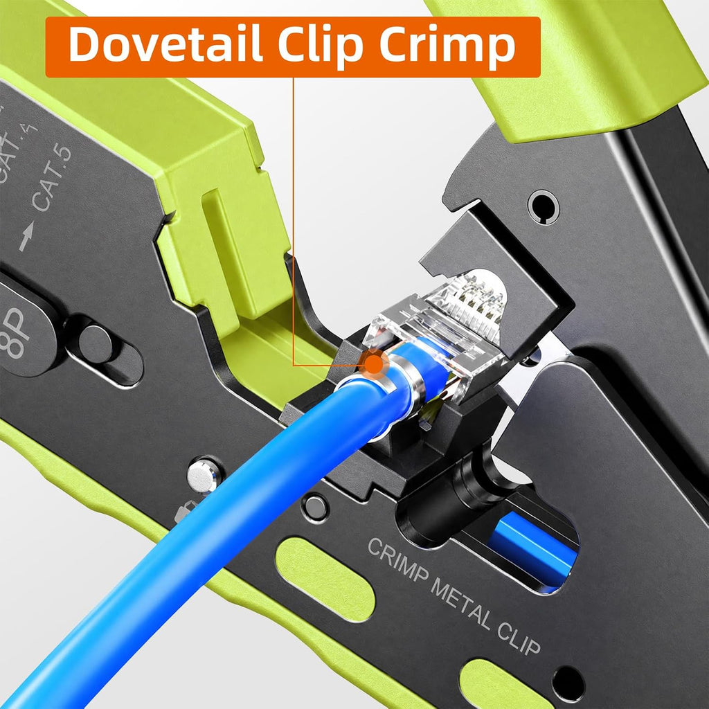 RJ45 Crimping Tool, All-in-One Ethernet Crimper Cat7 Cat6 Cat5 Crimping Tool for RJ11/RJ12 Standard, RJ45 Pass Through Connectors - Image 6
