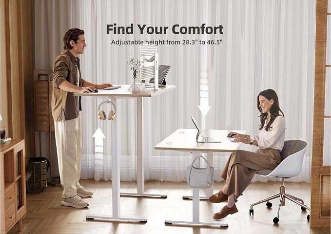 YDN 35 x 20 Inch Nature Electric Standing Desk | Adjustable Height, Sit Stand, Cable Management, Ergonomic, Home Office - Image 5