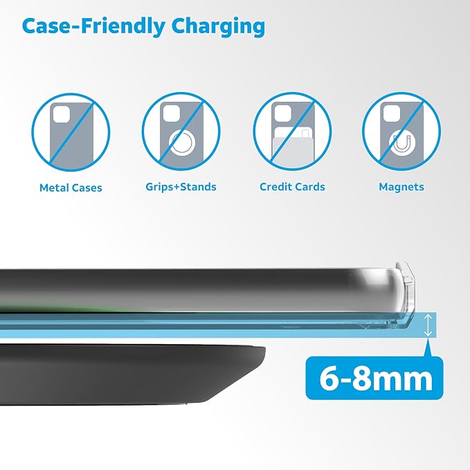 AT&T 15W Qi Wireless Charging Pad – Case-Friendly USB-C Fast Charging Station for iPhone 17/16/15/14, AirPods, Samsung Galaxy S25/S24, Pixel, and All Qi-Compatible Devices – Black - Image 2