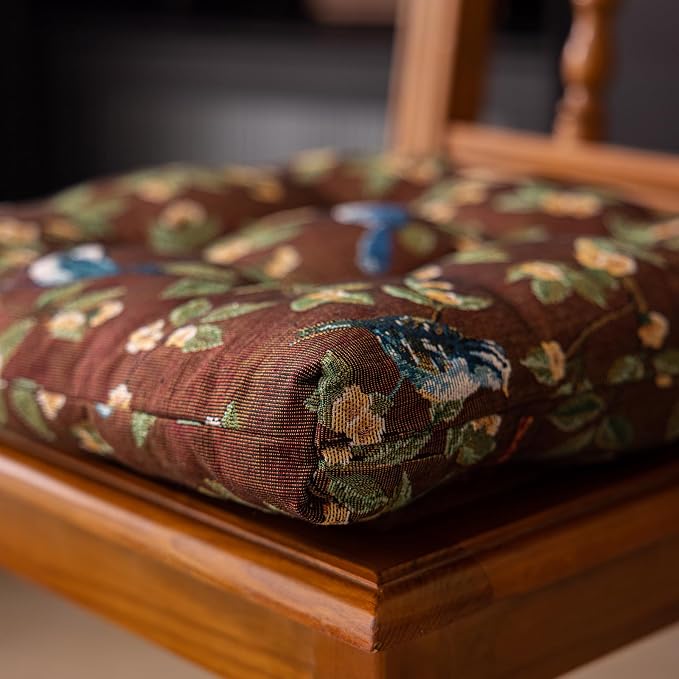 vctops Farmhouse Bird Print Chair Cushions with Ties U-Shaped Soft Comfortable Chair Pads Non Slip Seat Cushions for Indoor Dining Room and Kitchen Chairs (Coffee,16"x16") - Image 6