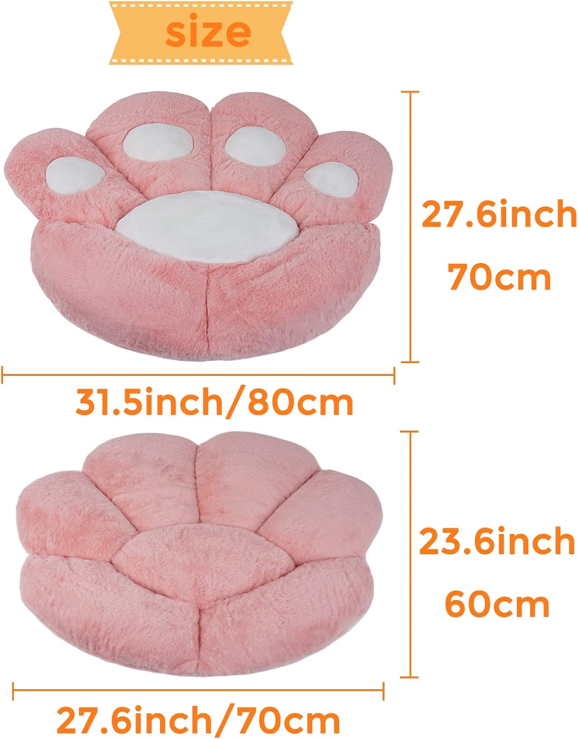 ELFJOY Cat Paw Cushion for Computer and Gaming Chairs 27.6"x31.5" Pink - Image 2