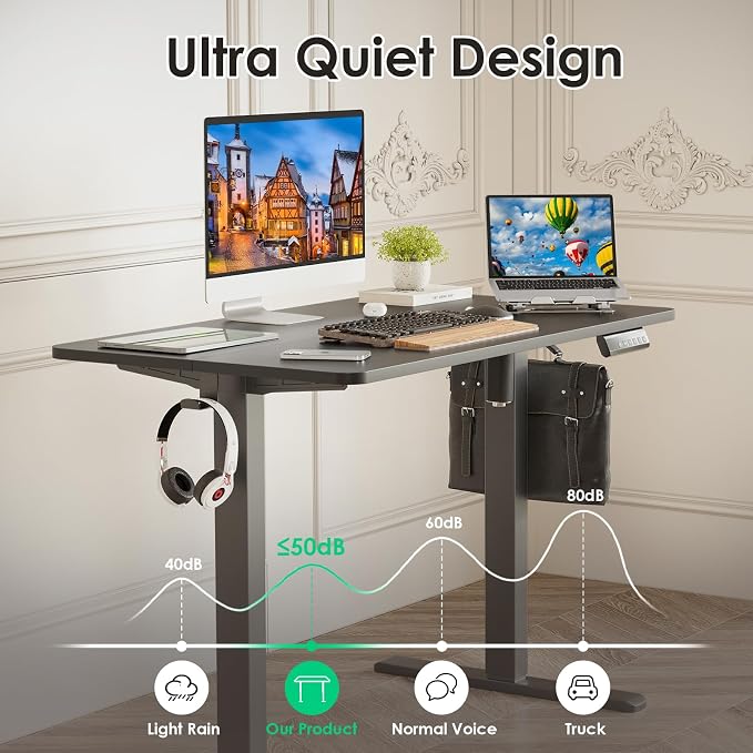 Electric Standing Desk Adjustable Height Sit Stand Home Office Desk with Splice Board - Image 6