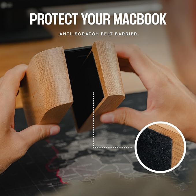 COREMINDED Adjustable Vertical Laptop Stand for Desk, Wooden Laptop Holder, MacBook Pro Stand, Wood Mac Air Dock (Solid Oak) - Image 6