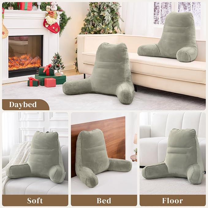 Sasttie Reading Pillow for Bed, Back Pillow for Sitting Up, Linen | 23" Backrest Support Cushion for Couch, Sofa, and Floor, Dorm Essentials, OEKO-TEX, Adjustable Down Alternative Fill - Image 7