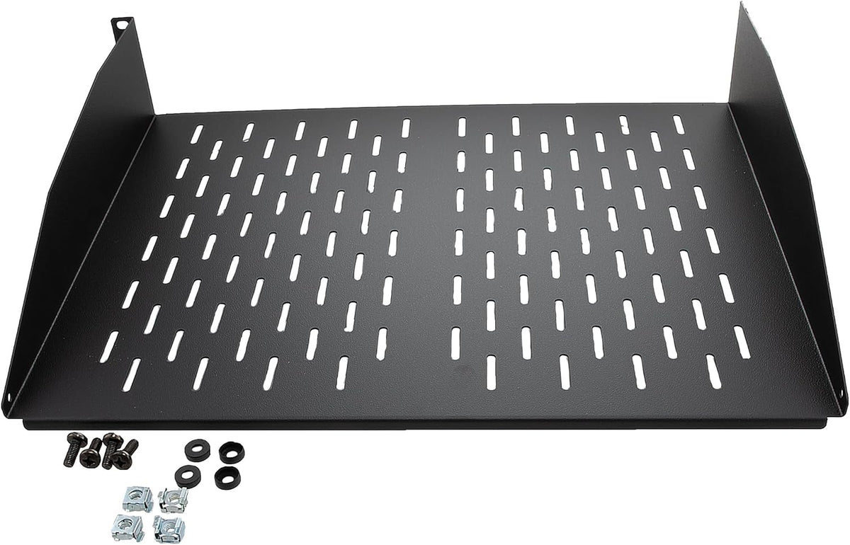NavePoint 2U 19-Inch Universal Vented Rack Mount Cantilever Server Cabinet Shelf 14-Inches Deep Black - Image 2