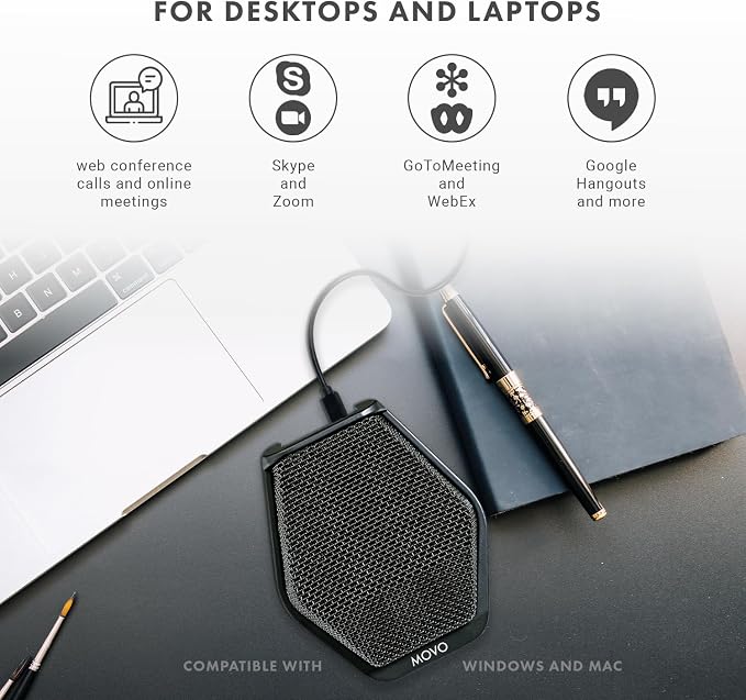 Movo MC1000 Conference USB Microphone for Computer Desktop and Laptop with 180° / 20' Long Pick up Range Compatible with Windows and Mac for Dictation, Recording, YouTube, Conference Call, Skype - Image 3