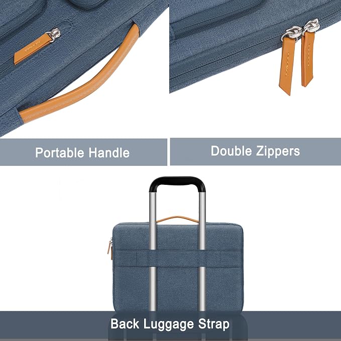 MOSISO 360 Protective Laptop Case 16 inch, 15-15.6 inch Laptop Sleeve | Compatible with MacBook Pro 16, HP Acer Dell Lenovo ASUS, Side Open Carrying Case with 4 Zipper Pockets, Haze Blue - Image 4