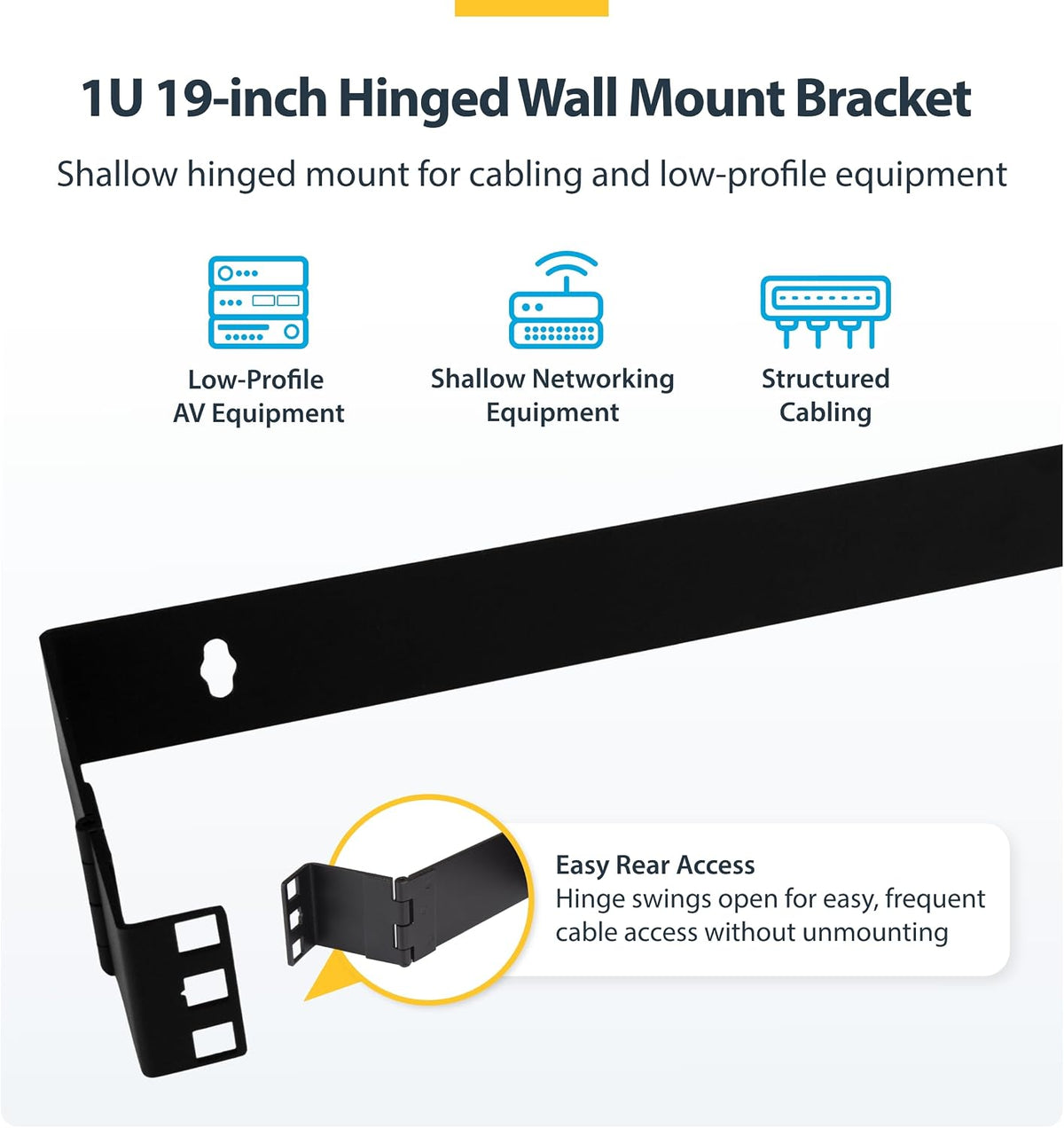 StarTech 1U Hinged Wall-Mount Patch Panel Rack, 6in, 17lb (WALLMOUNTH1) - Image 2