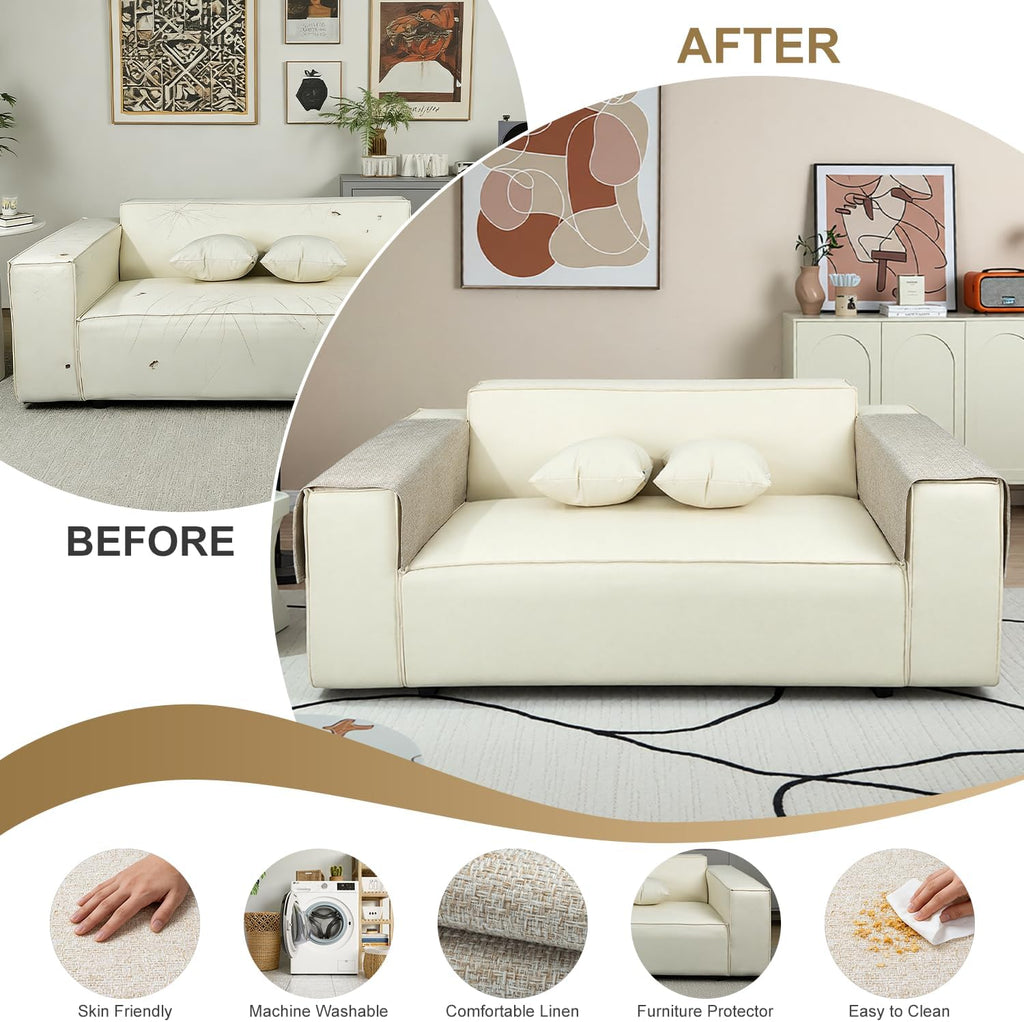 Couch Arm Covers, Arm Chair Covers Set of 2, Non-Slip Sofa Arm Covers, Washable Armrest Cover, Recliner Arm Cover, Sofas Headrest Cover for Sofa/Armchair/Loveseat/Sectional (Beige, 24" x 20" -2pcs) - Image 6