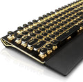 RK ROYAL KLUDGE S108 Typewriter Mechanical Keyboard, Wired Gaming Keyboard with Number Pad, Full Size Retro Keyboards w/Detachable Wrist Rest for Mac/Win/PC, Clicky Blue Switch, Yellow Backlit Black by RKROYALKLUDGE