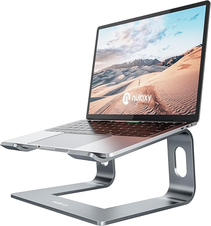 Nulaxy Full Aluminum Laptop Stand, Stable Support to 22 lbs, Open Cooling | Detachable for Portable Storage, Easy Setup, Saves Desk Space, Compatible with 10-16 Inch Laptops, Office Desk Accessories by Nulaxy