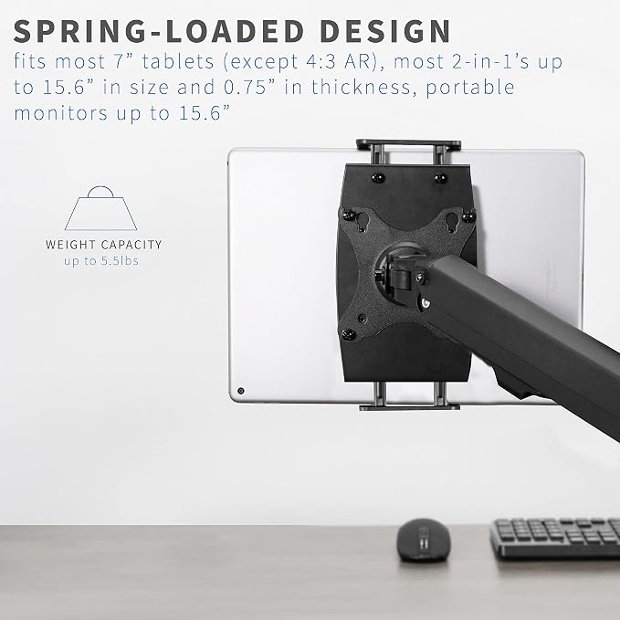 VIVO Universal VESA Mount Adapter for Tablets, 2-in-1 Laptops, & 15.6 inch Portable Monitors, Max VESA 100x100, Adjustable Laptop Holder, Black, MOUNT-UVM02 - Image 3