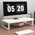 Stable Wood Computer Monitor Stand for Desk Organizer, Anti-slip Computer Riser Monitor Shelf for PC Laptop Notebook Home & Office (White) by crayfomo