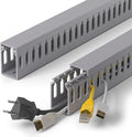 1.6" H x 1" W Cable Raceway, 132in Under Desk Wire Management Channel, Grey | Slotted Wire Duct, 8Pack, 16.5in Each, Heavy-Duty PVC Cable Management for Server Racks, Network Cables & Electrical Cabinets by ZhiYo