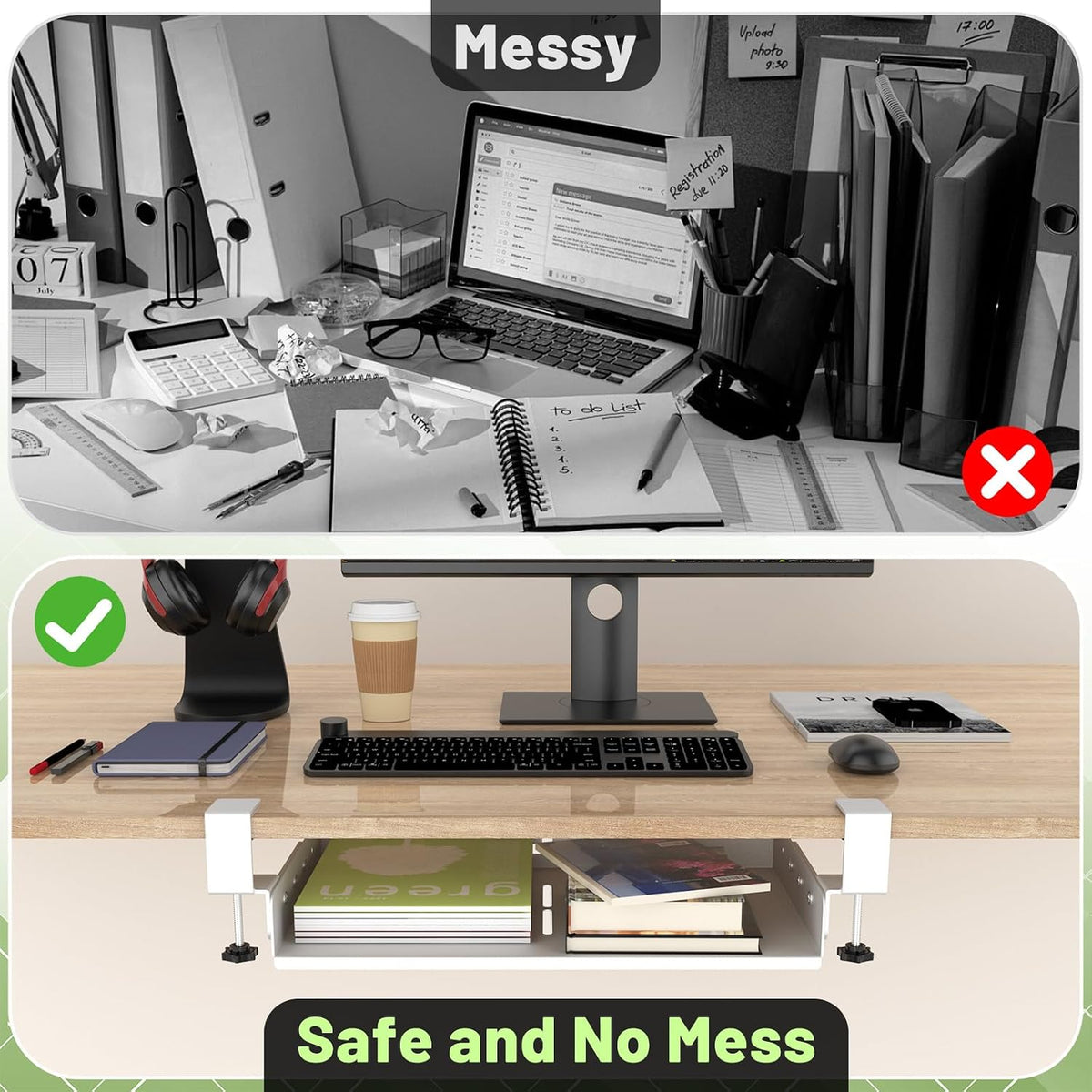 Under Desk Laptop Mount No Drill ,Compatible for MacBook,Mini (White) - Image 6