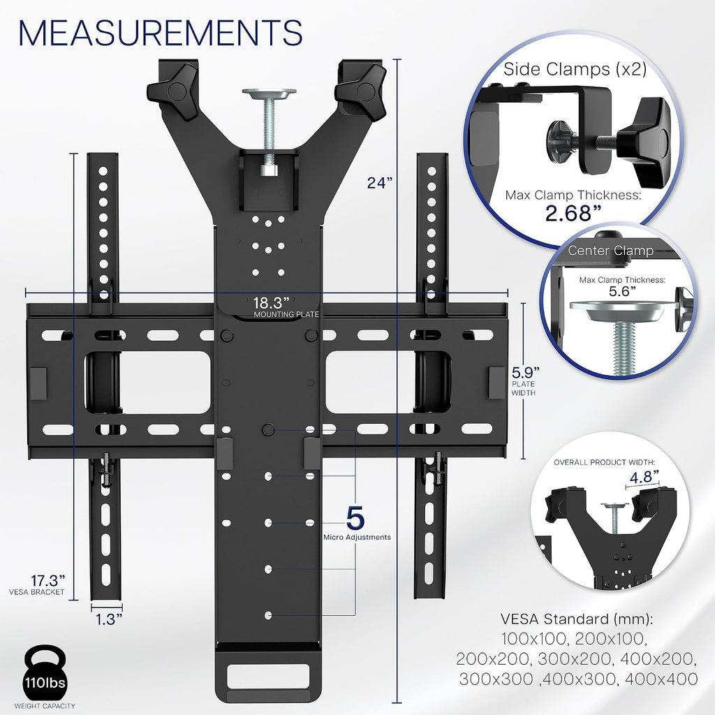 VIVO Black TV Hanger for 42-75 in Flat and Curved Screens, MOUNT-TV02LB - Image 3