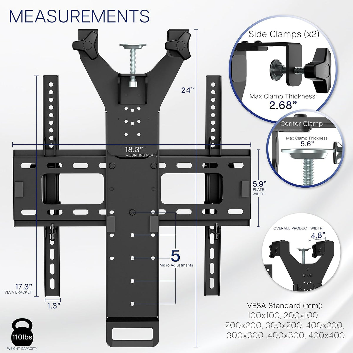 VIVO Black TV Hanger for 42-75 in Flat and Curved Screens, MOUNT-TV02LB - Image 3