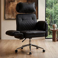 Big and Tall Ergonomic Office Chair, Criss Cross Desk Chair with Pivot Arms | High Back Executive Leather Chair with Spring Seat, Wide Computer Gaming Chair for Home, Makeup & Bedroom, Black, 49.6”H×22”W by IKALIFE