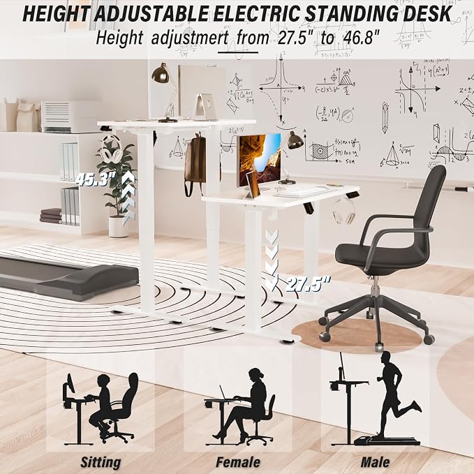 Kingant Standing Desk, 32x24 Inch Electric Height Adjustable Computer Desk | Ergonomic Small Sit Stand Desk Rising Desks for Home Office Stand Up Desk Computer Workstation with Cable Management - Image 3