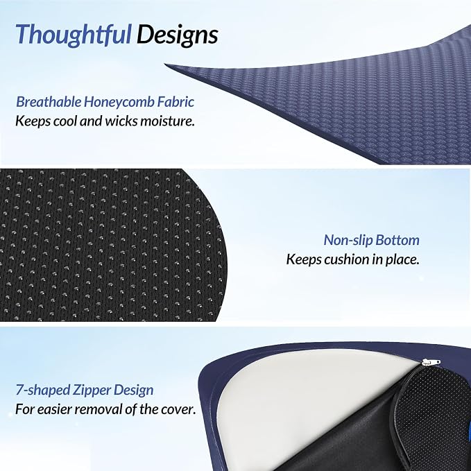 Contoured Ergonomic Seat Cushion for Effective Pain Relief, Non-Slip | Office Chair Cushion for Sciatica, Back, Tailbone Pain Relief, High-Density Memory Foam Car Seat Cushion for Sitting Comfort - Image 7