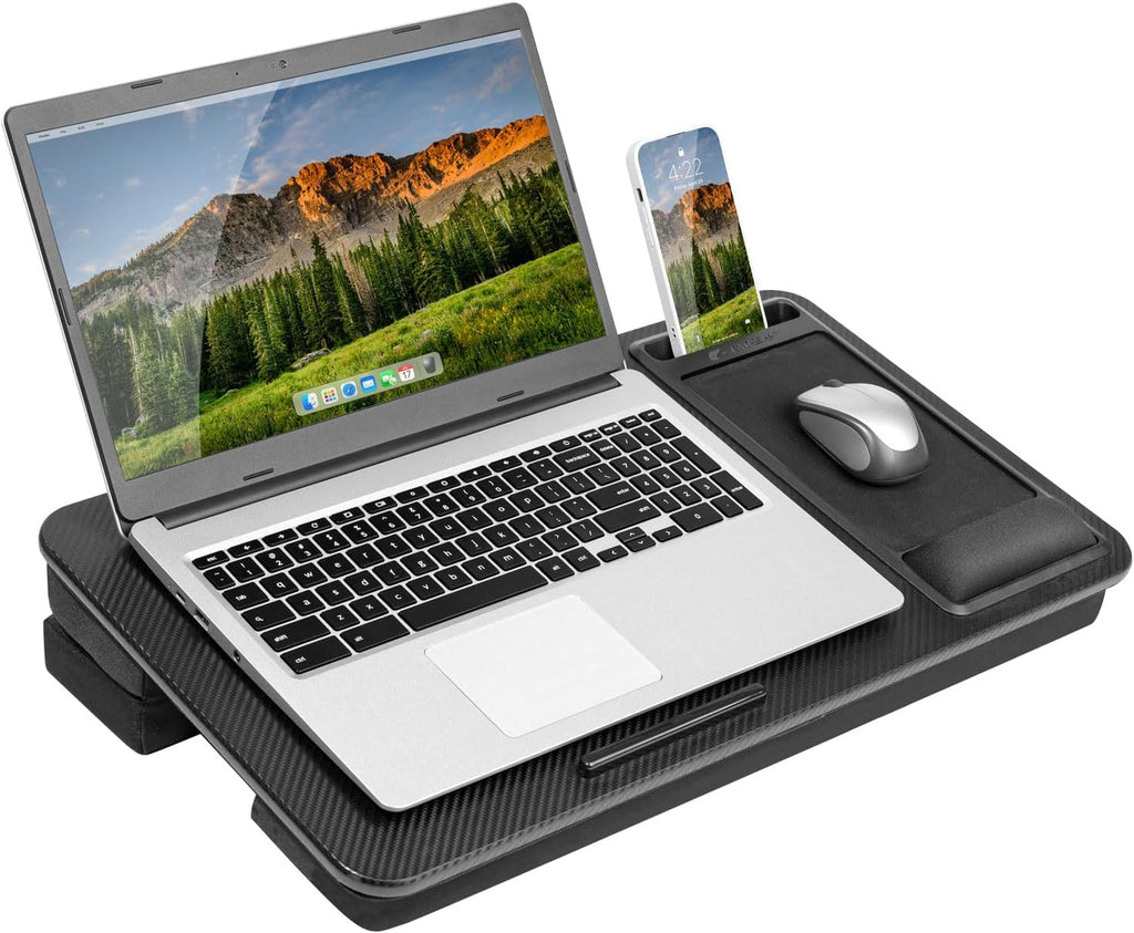 LAPGEAR Extra Large Adjustable Lap Desk – Black Carbon, Fits 17.3" Laptops by LapGear