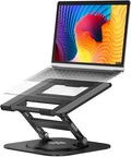 AOEVI Adjustable Laptop Stand with 360 Rotating Base, Stable Computer Stand for Laptop Ergonimic Foldable Laptop Riser for Desk Compatible with MacBook Pro/Air Notebook up to 16 Inches, Black by Aoevi