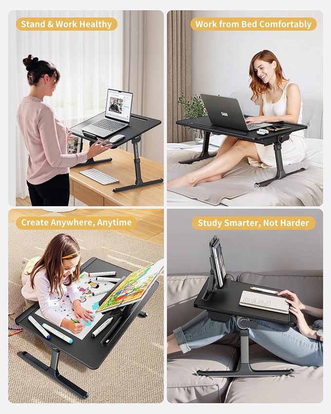 SAIJI Laptop Desk for Bed [XXL Extra Large] with Upgraded Book Stand | Multi-Purpose Lapdesk Bed Tray Desk for Working Writing Reading Drawing Couch Sofa Chair Floor - Image 8