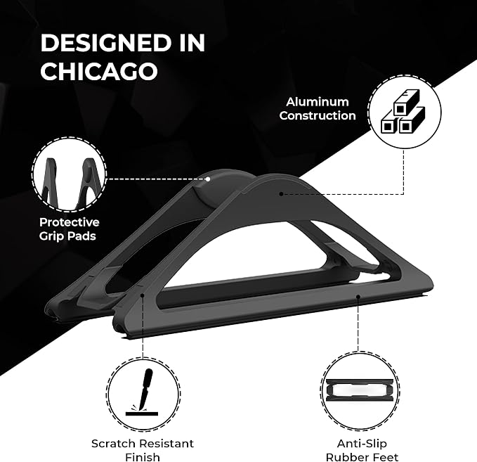 HumanCentric Vertical Laptop Stand for Desks Adjustable Matte Black MacBook | Upright Adjustable Holder to Dock Apple MacBook Stand, and Other Laptops to Organize Work & Home Office, Automatic Grip - Image 5