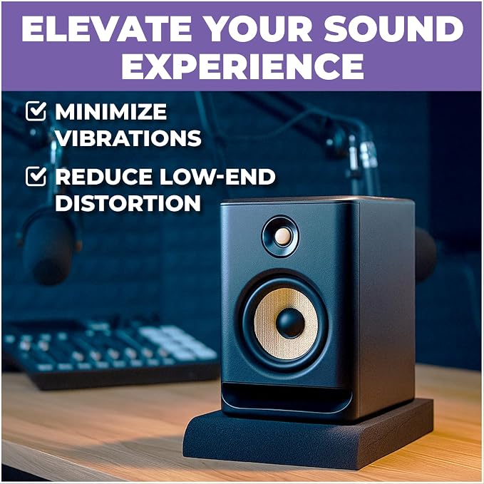 Liquid Stands Studio Monitor Sound Isolation Pads for Speakers 5" High-Density Speaker Foam Pads That Prevents Vibrations Angled Speaker Riser - Acoustic Speakers Isolation Pad for Floor, Desktop - Image 6