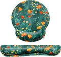 Dapesuom Keyboard Wrist Rest and Mouse Pad with Wrist Support, Cute Memory Foam Cushion for Keyboard and Mouse Set, Desktop Pad Rests with Non Slip Base for Easy Typing & Pain Relief, Forest Flowers by Unknown
