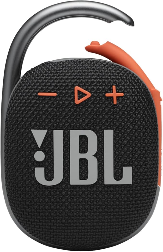 JBL Clip 4, Black/Orange - Portable Bluetooth 5.1 Speaker - Up to 10 Hours of Play - Waterproof & Dust Resistant - Includes Noise & Echo-Canceling Speakerphone by JBL
