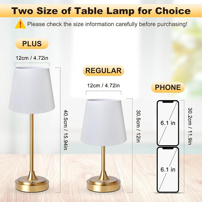 Wowag Small Cordless Table Lamp Rechargeable,5000mAh Battery Operated Desk Lamp,3 Colors & 7 RGB Stepless Dimmable,Touch Ambient Light for Bedside,Bedroom,Dining Room,Living Room,Gold,WhiteShade - Image 7