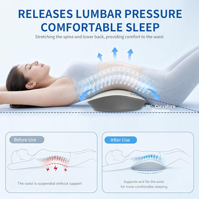 Lumbar Support Pillow for Bed Sleeping - Lower Pillow for Back Pain Relief | Memory Foam Waist Pillow for Bed Sofa Chair, Cooling Back Bolster Pillow for Side and Back Sleepers - Image 2