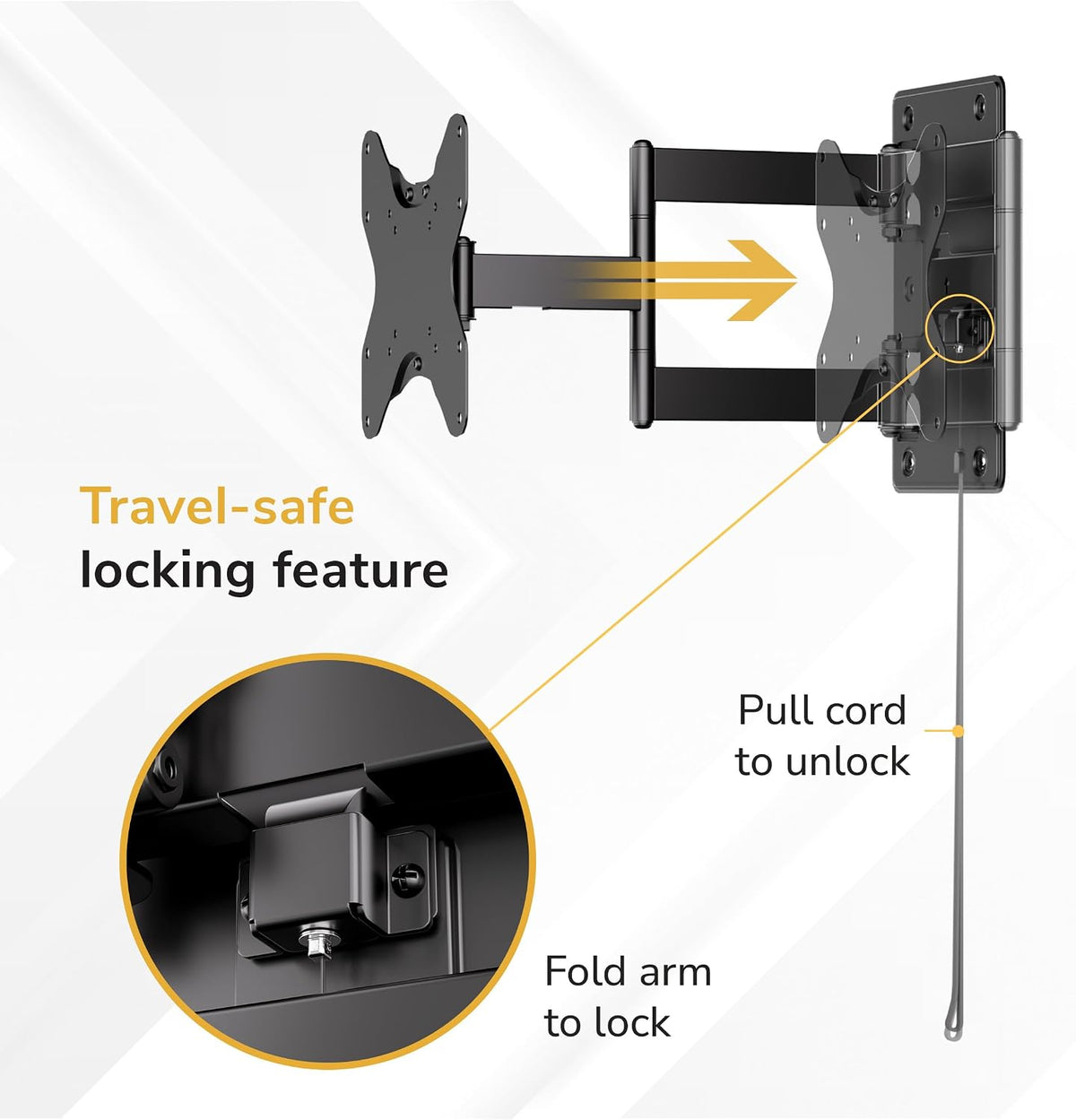 Mount-It! Lockable RV TV Mount for 23-43 Inch TVs, Full Motion Swivel Tilt Wall Mount for Camper, Travel Trailer, Motorhome, Truck & Boat, Quick Release Locking Arm, VESA 75x75-200x200mm, 77 lb - Image 2