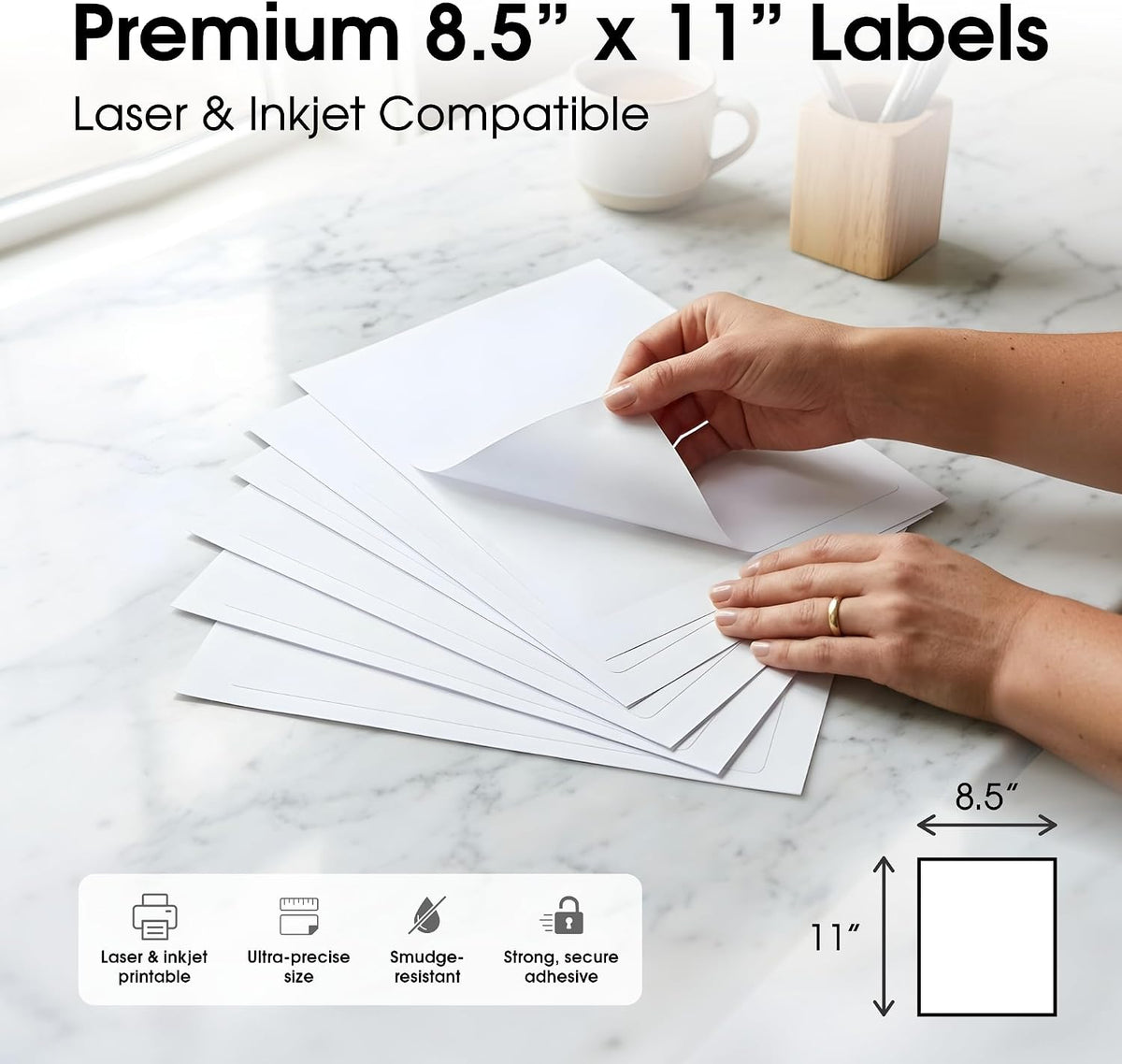 8.5" X 11" Matte White Full Sheet Labels (30 Sheets, 30 Stickers) - Image 2