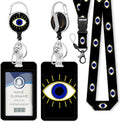 Evil Eye Lanyards for ID Badges, Badge Holder Retractable Clip by Gctriki