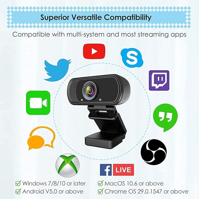 USB C Webcam for Switch 2 / PC: 1080P HD Web Cam with Mic,Computer Camera | with Privacy Cover & Tripod Stand for MAC Desktop Laptop, Wide Angle Webcam Pro Streaming Web Camera for Skype/Teams/Webex - Image 6