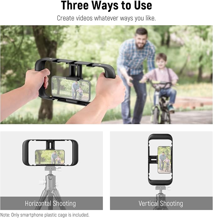 NEEWER Smartphone Video Rig, Phone Video Stabilizer Grip Vlogging Cage with Cold Shoe Tripod Mount, Phone Rig for Videomaker Film Maker Video grapher Compatible with iPhone Samsung and More, A104 | Cold Shoe, 1/4 Inch Thread, Video Recording Film Rig, ... - Image 3