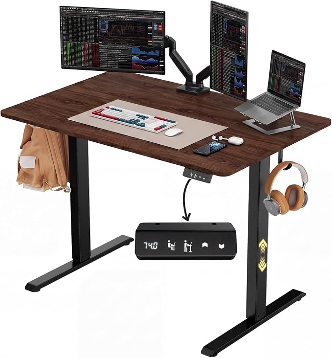 Standing Computer Gaming Office Desk - 48 x 24 Inches Adjustable Stand Up Electric Height Rising Table with Memory Presets for Home Study Writing PC Work, Modern Simple Walking Sit Desk, Easy Assembly by HeadshaverforMen