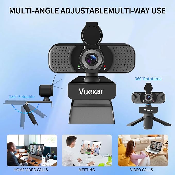 2K Webcam with Microphone, Web Camera withTripod, Dual Mics, Plug & Play Computer Camera for Online Calling, Cameras for Desktop PC or Laptop Zoom/Teams/Facetime - Image 6