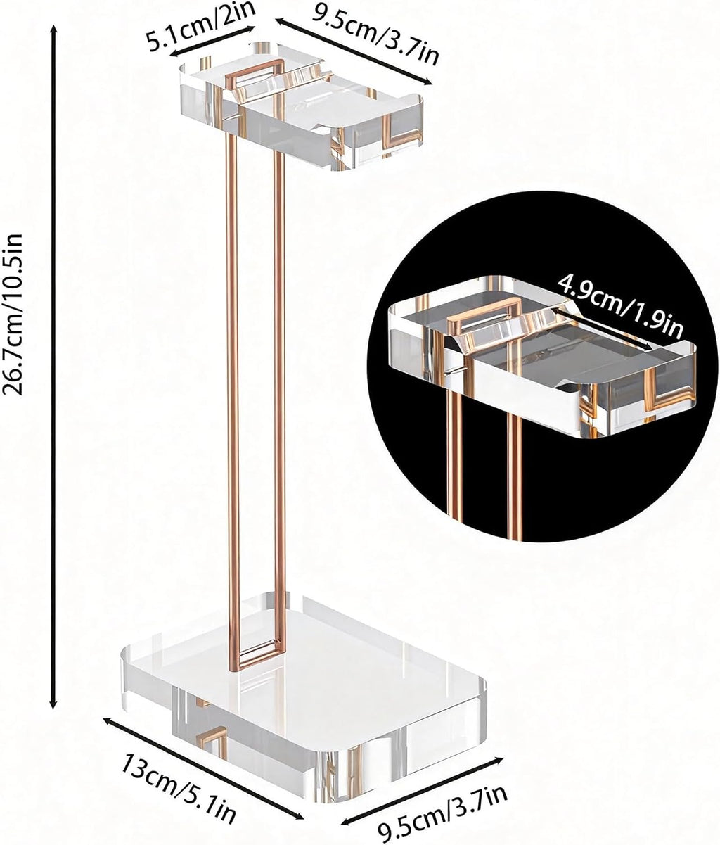 Headphone Stand Headset Holder for Desk, Solid Christal-Clear Acrylic with Rose-Gold Hardware Earphone Hanger for Gaming Room Office Accessories - Image 3
