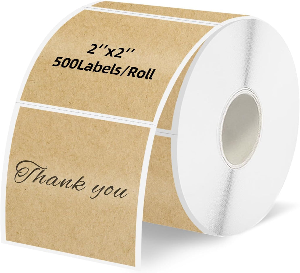 Starboling 2"x2"Square Thermal Labels,Self-Adhesive Thermal Sticker Printer Labels for Small Business,Address,Color Coding（Kraft） by starboling