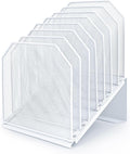 SUMMORO Inclined File Organizer for Desk, 7-Section Vertical File Holder | Office Desk Organizer Metal Rack File Folder, Wire Mesh Desktop Document Sorter, for Office School Classroom Home (White) by SUMMORO