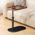 C Shaped Side Table Adjustable Height, 360° Swivel Couch End Table That Slide Under, Small C Shaped End Table for Sofa/Bed/Bathtub, Coffee TV Dinner Tray for Living Room, Bedroom, Bedside (Walnut) by liameya