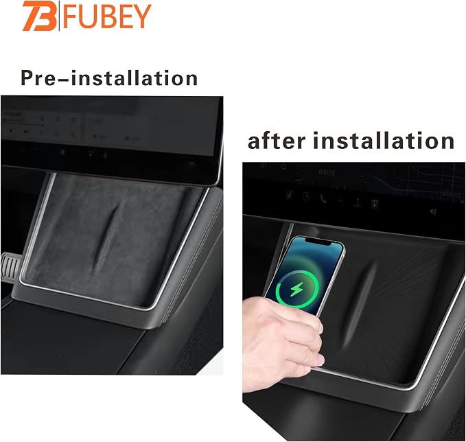 Center Console Silicone Mat for Tesla Model Y Juniper 2025 2026 (Not Fit Standard), Black - Anti-Slip Phone Tray & Wireless Charging Compatible Non-Slip Pad for Model Y Accessories - Image 3